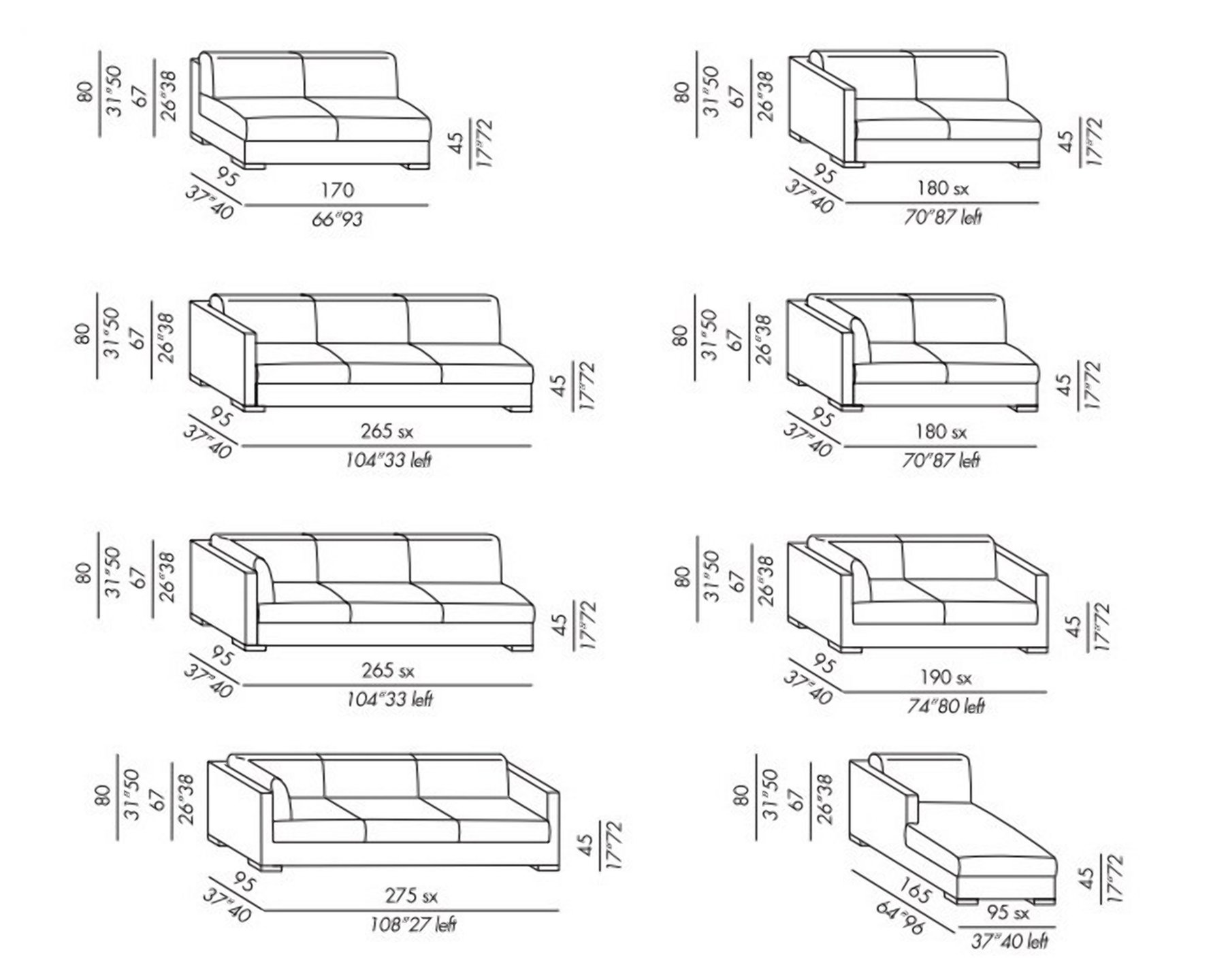Стандартные размеры диванов в собранном и разложенном виде